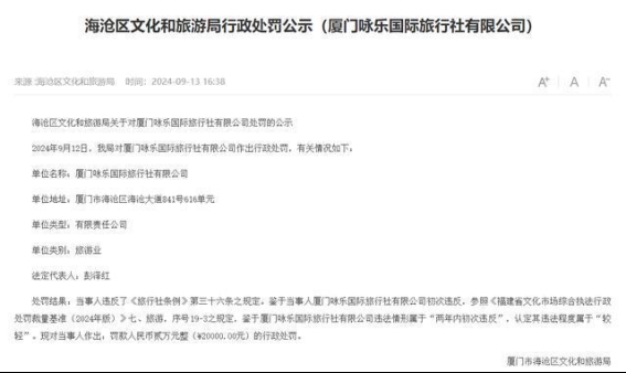 厦门咏乐国际旅行社被罚款：提升旅游行业合规意识的必要性
